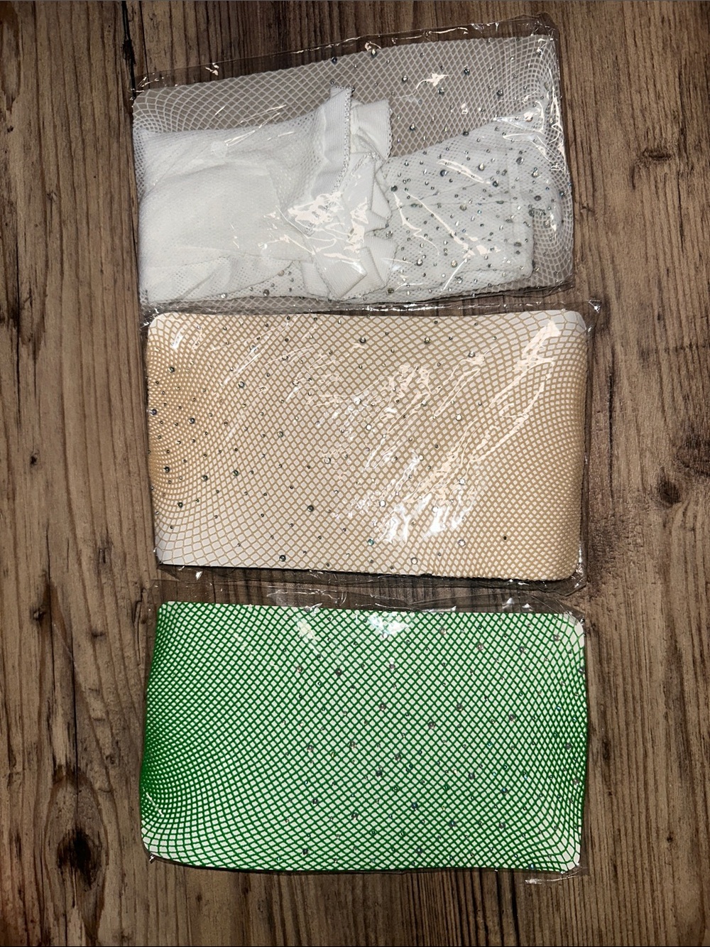 Toddler Mesh crystal studded tights - White, Beige, Green